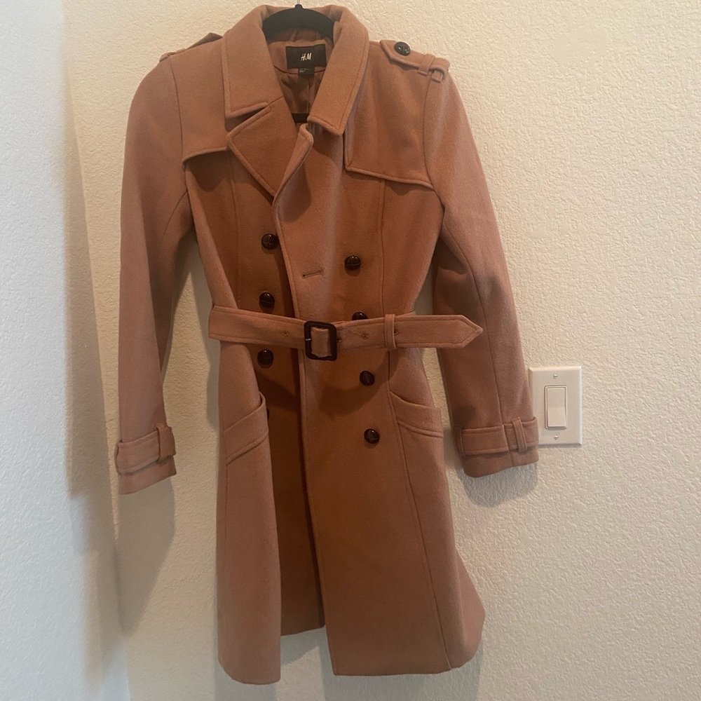 Tan H&M long peacoat Size: 4